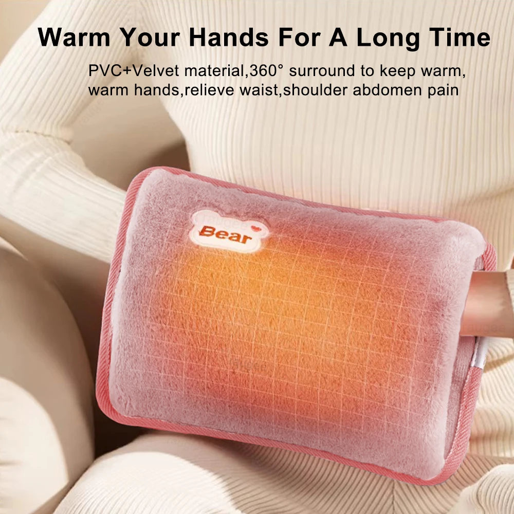 Electric Hand Warmer Bag EU Plug Rechargeable Reusable Hand Warmer for Abdomen Hands Warm Pocket Hot Water Injection Heating Bag