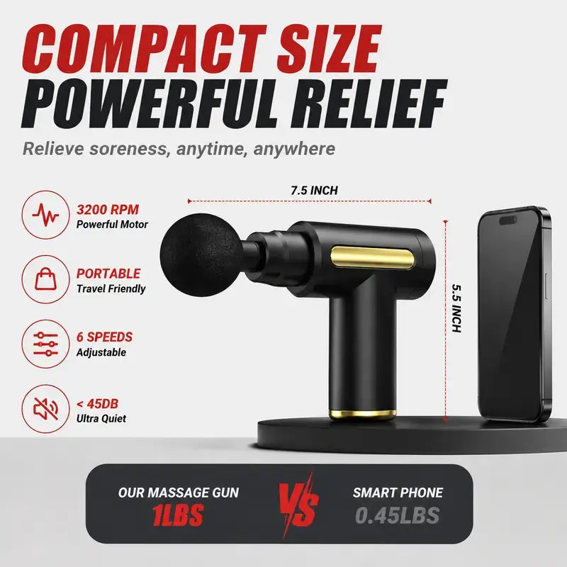 Multifunctional Body Massage Machine - Home Portable USB Rechargeable Massager, 6-Speed Adjustable Relaxing Fascia Gun, 4 Replaceable Heads, Ultra-Quiet Brushless Motor, for Muscle Recovery, Self Care Products, Gifts for Him, Multifunctional Bodymassage M