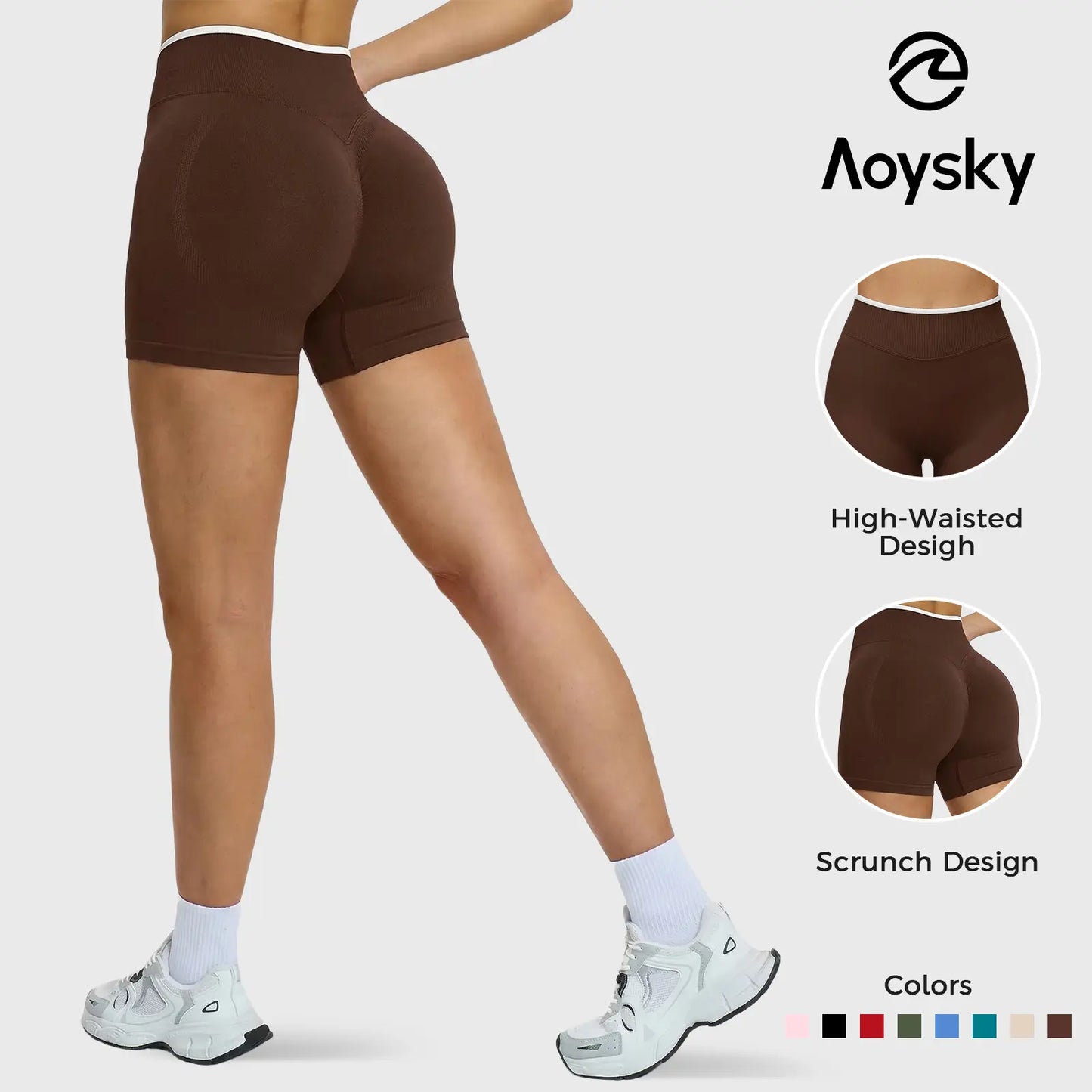 Aoysky Womens Workout Shorts 4.1" Scrunch Butt Biker Shorts High Waisted Yoga Gym Running Booty Shorts, Skinny Biker Shorts, Women'S Fashion