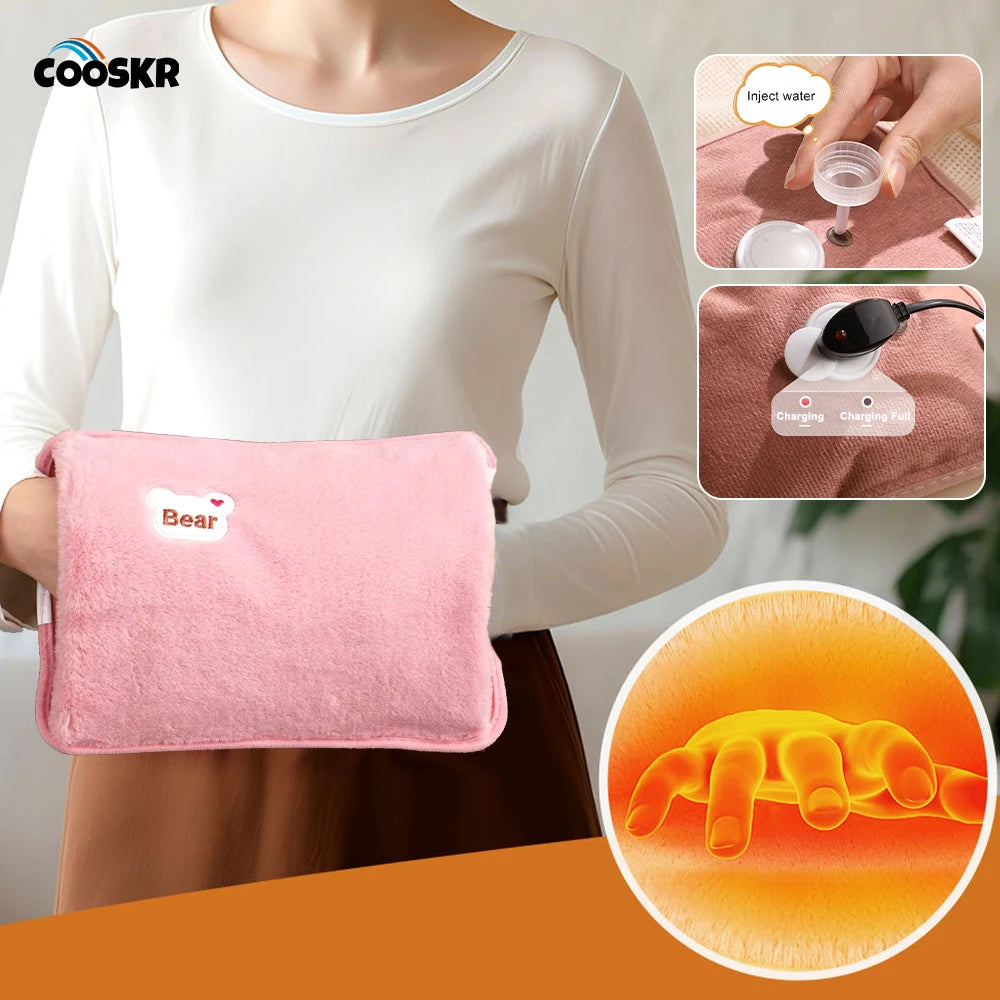 Electric Hand Warmer Bag EU Plug Rechargeable Reusable Hand Warmer for Abdomen Hands Warm Pocket Hot Water Injection Heating Bag