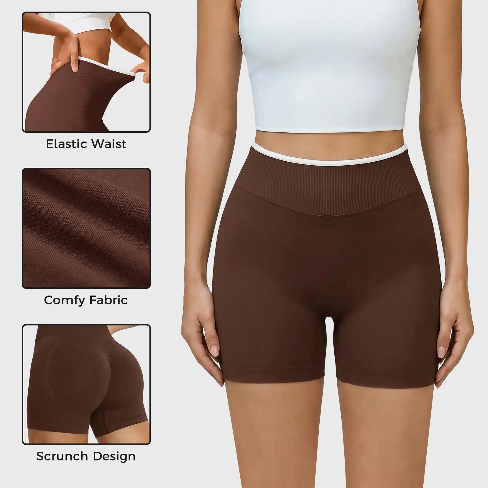 Aoysky Womens Workout Shorts 4.1" Scrunch Butt Biker Shorts High Waisted Yoga Gym Running Booty Shorts, Skinny Biker Shorts, Women'S Fashion