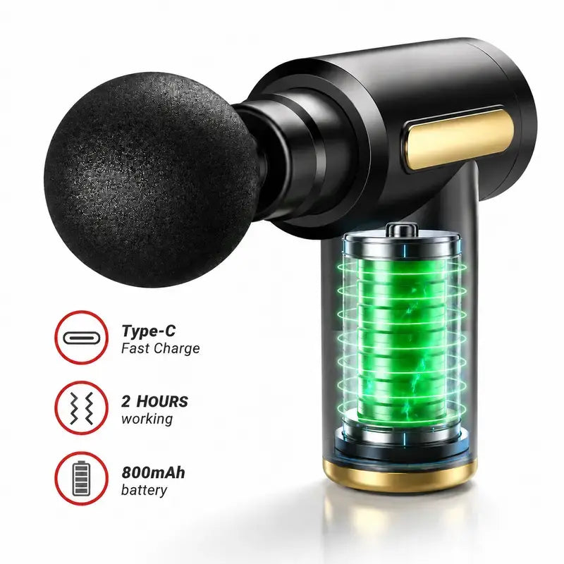 Multifunctional Body Massage Machine - Home Portable USB Rechargeable Massager, 6-Speed Adjustable Relaxing Fascia Gun, 4 Replaceable Heads, Ultra-Quiet Brushless Motor, for Muscle Recovery, Self Care Products, Gifts for Him, Multifunctional Bodymassage M