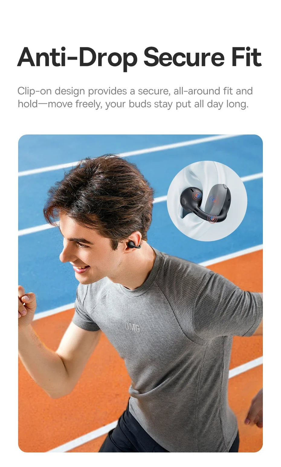 Baseus Bass BC1 Open Ear Earbuds Clip-On Headphones Open-Ring Comfort Clip Earphones Superbass 4-Mic Clear Calls Sports Earbuds